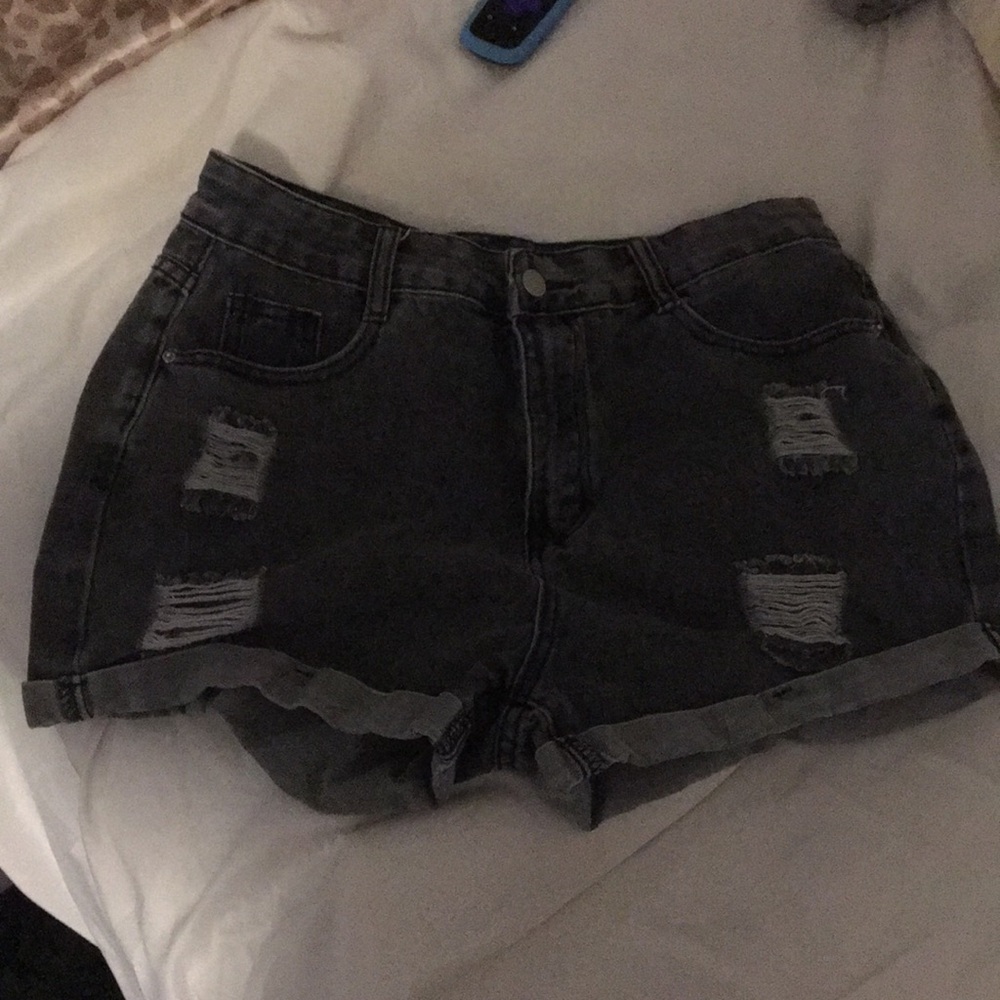 Black jean shorts